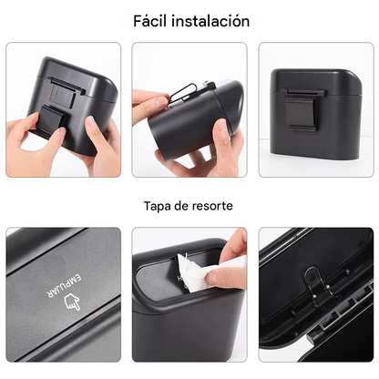 Basurero para Carro con Tapa Push - Negro Mate