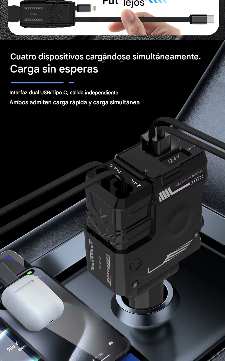 Cargador de Celular para Carro 4 En 1