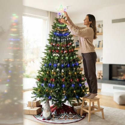 Luces Estrella Cascada LED para Árbol de Navidad + Tapete Navideño Gratis