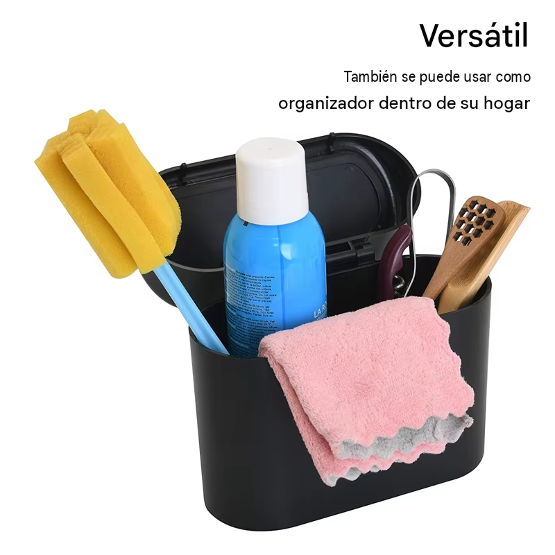 Basurero para Carro con Tapa Push - Negro Mate