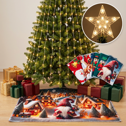 Luces Estrella Cascada LED para Árbol de Navidad + Tapete Navideño Gratis