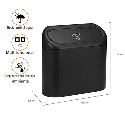 Basurero para Carro con Tapa Push - Negro Mate