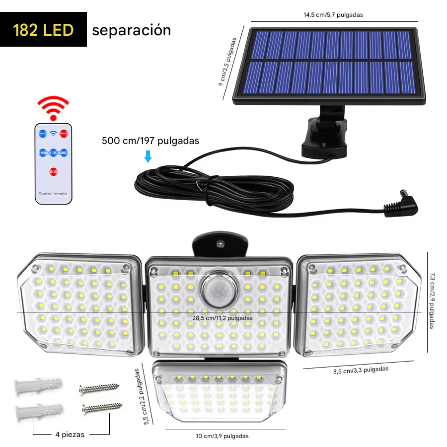 🌟 LÁMPARA SOLAR MULTI ÁNGULO 360°