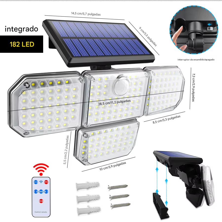 🌟 LÁMPARA SOLAR MULTI ÁNGULO 360°