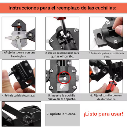 Tijera 2 en 1 Profesional para Injertos y Poda - 3 Cuchillas Intercambiables V, Omega y U