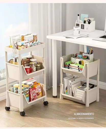 Carrito Organizador Multiusos de 3 Niveles con Ruedas