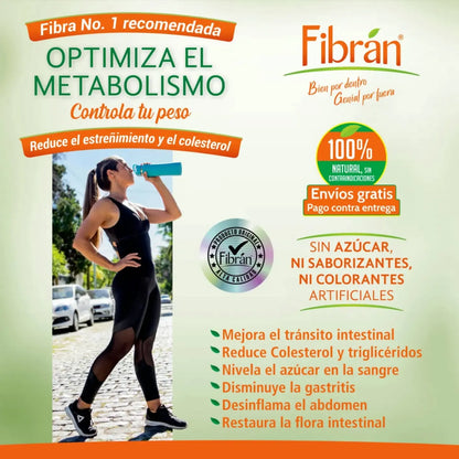 Fibrán 500g + Sobres Gratis – Fibra con Prebióticos, Probióticos y Frutas
